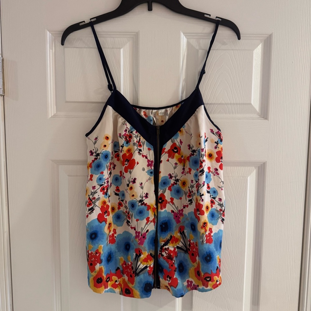 LC Lauren Conrad Floral Zip-Up Tank Top
